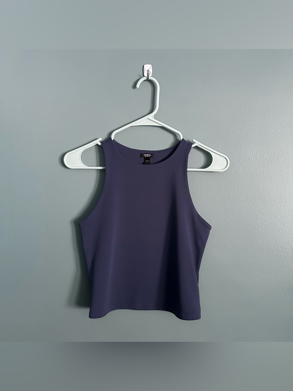 Express Body Contour High Neck Cropped Tank - Navy